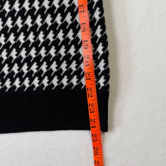 Carolyn Taylor Houndstooth Sweater Black White Crew Neck Dolman Sleeves Size M - Picture 10 of 13